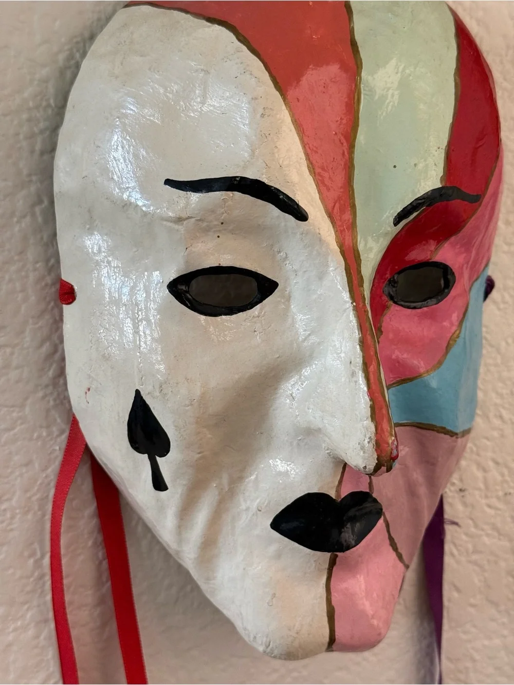Handpainted Papier-Mâché Multicolor Decorative Face Mask